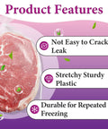 150 Piece Poultry Shrink Bag Kit With Heavy Duty Zip Ties, 13X18 Inch Clear Heat Seal Wrap, Freezer Safe Food Grade Plastic Pouches with meat.
