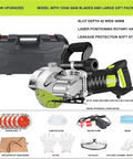 Heavy Duty Workhorse Handheld Wall Slotting Machine And Laser Guided Brick Concrete Groove Cutter with accessories and case.