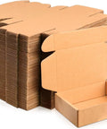 Bulk 300 Pack Small Shipping Boxes 6 X 4 X 1.5 Inches Corrugated Kraft Mailers For Jewelry Cosmetics Soap And Craft Projects, flat and assembled view