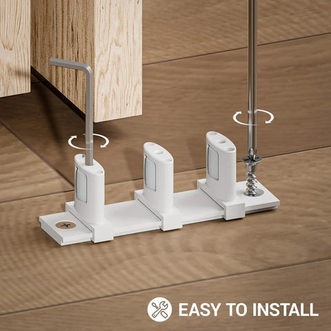 Runs Like Butter Adjustable Aluminum Sliding Closet Door Floor Guide For Double Bypass Tracks Zero Wobble showing installation details.