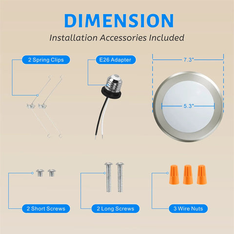 Installation accessories for 6 Inch LED Flush Mount Disc Light Dimmable Ceiling Fixture 4000K Cool White 1000 Lumens 16.5 Watts.
