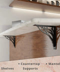 Angel Oak Heavy Duty Shelf Bracket Kit 8 By 8 Inches set of two metal shelving brackets supporting white countertop