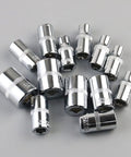 Chrome vanadium steel sockets from Heavy Duty Motorcycle And Electric Bike Repair Kit 46-Piece Set With Sturdy Carrying Case.