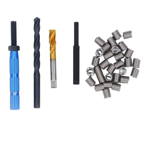 Complete Pro Grade M8 Thread Repair Insert Kit with 34 Pieces in 304 Stainless Steel for Metric Threads M8 x 1.25 2D Inserts