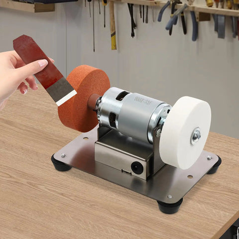 Mini Electric Belt Sander And Knife Sharpener Loaded With A Kickass 96W Brushless Motor Chugging 6000 RPM with sharpening blade