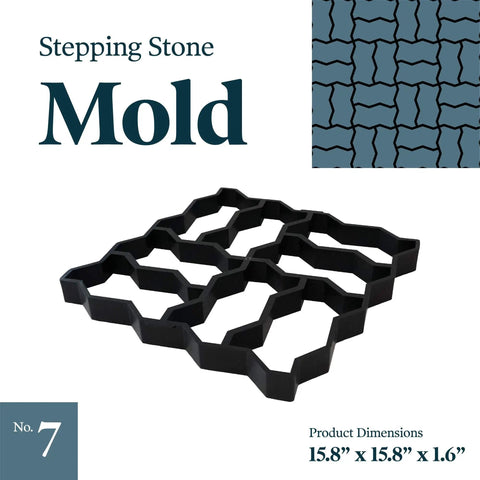 Concrete Stepping Stone Mold Kit For DIY Garden Pathways And Walkways Reusable Plastic Paver Molds shown with dimensions