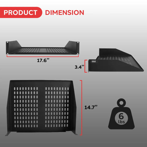 Heavy Duty 2U Vented Server Rack Shelf For Rock Solid Network Gear And Desktop Rigs with dimensions 17.6x14.7x3.4 inches, 6lbs.