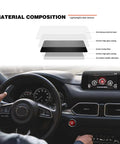 Mazda Real Carbon Fiber Start Stop Button Cover Trim Sticker For Mazda 3 6 CX3 CX5 CX9 MX5 Miata Sporty Vibe Look Easy Fit Keyless Engine Start Button Accent And Protective Trim Red shown in car interior with material composition diagram.
