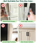 Image showing incorrect use cases for Six Pack Clear Baby Drawer Locks Zero Sweat Install for raised panel and thick edge cabinets.