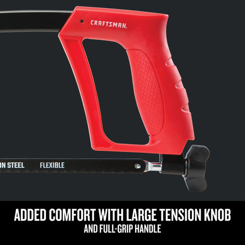 Heavy Duty 12 Inch Hacksaw With Tough As Nails Metal Frame And 225 Lb Tension, Deep 4.375 Inch Cut, Adjustable 90 And 180 Degree Blade Angles For Flush Cuts, Comfortable Tension And Grip For Fast, Precise Metal Cutting