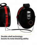Optime 105 Behind the Head Earmuffs With 29 dB NRR, black and red, built tough stainless steel, soft foam cushions, double-shell technology