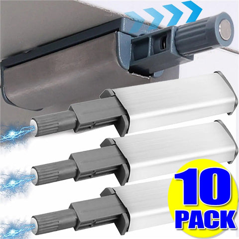 Magnetic Touch Latches for Cabinets and Closets, Stainless Steel Bouncer Catch, 10 Pack with door closer hardware