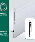 All Season Door Sweep For Heavy Duty Aluminum And Vinyl Seals Bottom Gaps Keeps Indoor Comfort And Energy Use Low, 36 Inch White