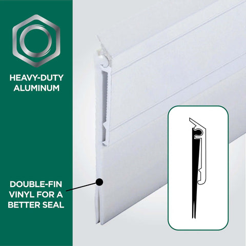 All Season Door Sweep For Heavy Duty Aluminum And Vinyl Seals Bottom Gaps Keeps Indoor Comfort And Energy Use Low, 36 Inch White