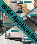 Edtran Brushless Cordless Electric Rivet Gun Compatible With Makita 18V Battery Pop Riveter Tool Kit in various applications.