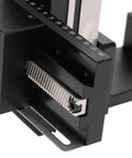 Close-up of manual XYZ translation stage 40 x 90mm linear stage for precision alignment in optical equipment, smooth movement details