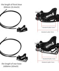 M4 4-piston hydraulic disc brake set with 850mm front and 1600mm rear hoses for e-bike MTB; pre-bled with mounting adapters