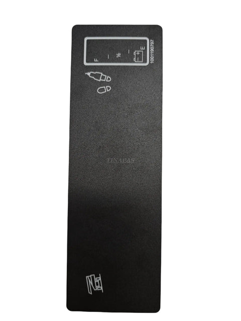 Platform Display Decal Part Number 1001190797 Fits Aerial Boom Lift Series E300AJ E400AJ And E600JP showing symbols on a black surface.