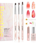 Blooming Gel Nail Art Brushes Set With Ombre Gradient Nail Brush Stipple Clean Up Silicone Dotting Tool Gel Polish Pens Holder Palette