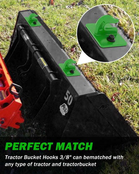 2 Pack 3 By 8 Inch Tractor Bucket Grab Hooks Grade 70 Forged Steel Bolt On Grab Hooks with backer plate on tractor loader