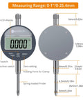 Digital Dial Indicator Set With Magnetic Base 1 Inch Travel 0.0005 To 0.01 Inch Resolution Pro Grade front view