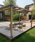 Outdoor pergola with Beefy 4x4 Post Base Kit For Decks And Fences, Powder Coated Carbon Steel Post Anchor Brackets, Inner 3.5 By 3.5 Inches, 2 Pack.