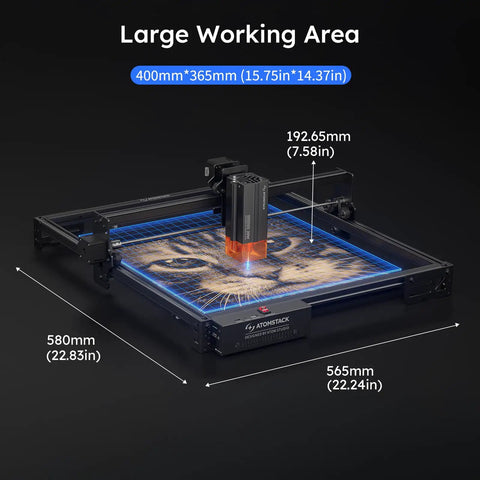 20W A20 Pro V2 Laser Engraver With Auto Air Assist And Eye Protection engraving a cat image on large surface