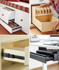 10 Pair Heavy Duty 22 Inch Soft Close Drawer Slides Rock Solid Side Mount Cabinet Rails in various cabinet setups.