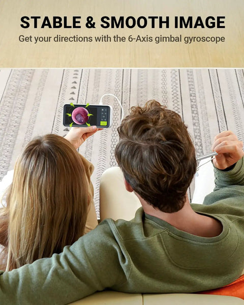 Digital Ear Otoscope With Gyroscope And 4.5 Inch Screen, 3.9mm Inspection Camera With Six LED Lights For Easy Ear Wax Removal, 32GB Card, Snap Photos And Record Videos, Your Own Ear Doctor At Home Checkup showing 4.5-inch screen