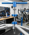 Pro Grade Bicycle Bottom Bracket Installation Tool Set in use on bike frame, made of durable aluminum alloy with precise threads