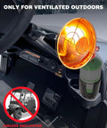 Heavy Duty Golf Cart Heater With Adjustable Cylinder Holder, 5500 BTU Outdoor Heater installed in a golf cart