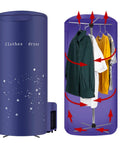Portable Travel Clothes Dryer 900W Compact Electric Dryer For Apartments, Foldable And Lightweight, with clothes inside