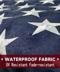 Heavy Duty Outdoor US Flag 2.5x4 Ft With Embroidered Stars And Sewn Stripes, Waterproof And UV Resistant, close-up of wet embroidered stars