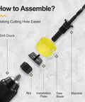 16 Piece Hole Saw Kit With High Speed Steel Cutting Tools Made For Electricians And Workshop Pros Who Wanna Cut Cleanly Through Wood And Metal Without Breaking A Sweat Or Spending All Day On The Job, assembled parts