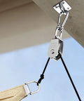 Heavy Duty Cable Pulley System For Lifting With 66 Foot Nylon Rope, 360 Degree Swivel Stainless Steel Blocks, Pro Grade And Maintenance Free, Corrosion Resistant, Ideal For Towing, Suspension, And Rigging Tasks, stainless pulley on rope