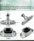 Dead Set Secure Heavy Duty Aluminum RV Door Holder And Trailer Latch For Camper and Cargo Van, 2 Pcs set, weather-resistant materials, durable design.