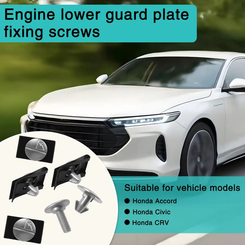 Heavy Duty 16 Pcs Lower Engine Cover Pin Screws Kit With Extra Cross Fasteners And Radiator Splash Shield Clips For Honda Accord Civic Crv Acura, showing fixing screws.