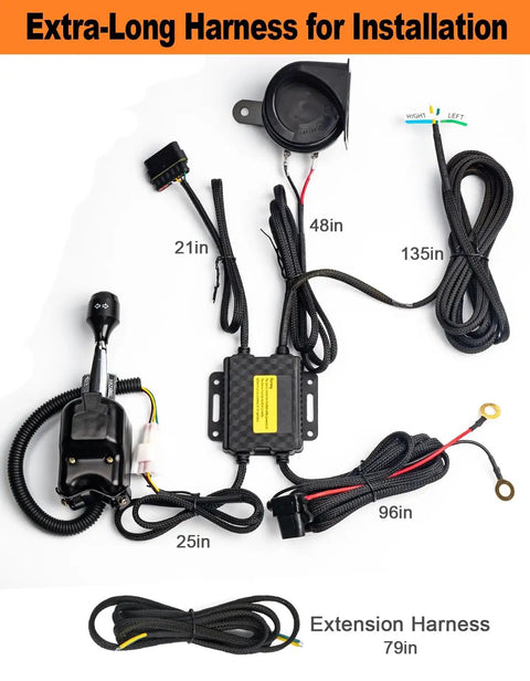 UTV Turn Signal Kit With 110dB Horn Plug And Play Prewired Blinker Kit With Lever Column Switch DC 10-48V 10A Street Legal