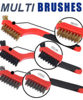 8 Piece Wire Brush Set With Brass Stainless Steel And Nylon Bristles For Rust Busting Dirt Scrubbin And Paint Scrubbin