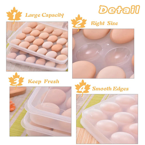 Close-up of Clear 24 Egg Tray With Lid 4 Pack Deviled Egg Holder Organizer For Fridge Plastic Egg Storage Container details
