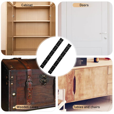 Heavy Duty Metal Piano Hinge Set With Screws For Wood Cabinet Doors And Pianos, Wear Resistant Black Iron Long Hinges used in cabinets