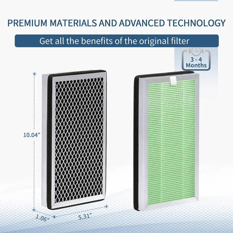 Toxin Absorber MA Series 15 Replacement Filter Pack Of 4 For MA Series 15 Air Purifier shown with dimensions and details