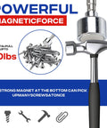 Telescoping Magnetic Pickup Tool 40 Lb Pull Heavy Duty showing powerful magnet lifting screws