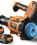 Beast Power Cordless Leaf Blower With 650 CFM Up To 180 MPH, Brushless Motor, with two 5.0Ah batteries and charger.