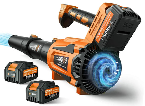 Beast Power Cordless Leaf Blower With 650 CFM Up To 180 MPH, Brushless Motor, with two 5.0Ah batteries and charger.