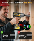 Man using Badass Cordless Impact Wrench Cracks 1200 Nm Legit Torque for precision fastening, featuring self-stop mode.