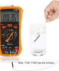 Versatile Digital Multimeter Tester for Home Auto and Industrial Use showing temperature measurement in water
