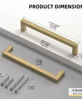 10 Pack 5 Inch Solid Cabinet Handles Champagne Bronze Cabinet Pulls For Kitchen Drawers Sleek Square Bar Zinc Alloy Dresser Hardware For Cupboard Bedroom product dimensions