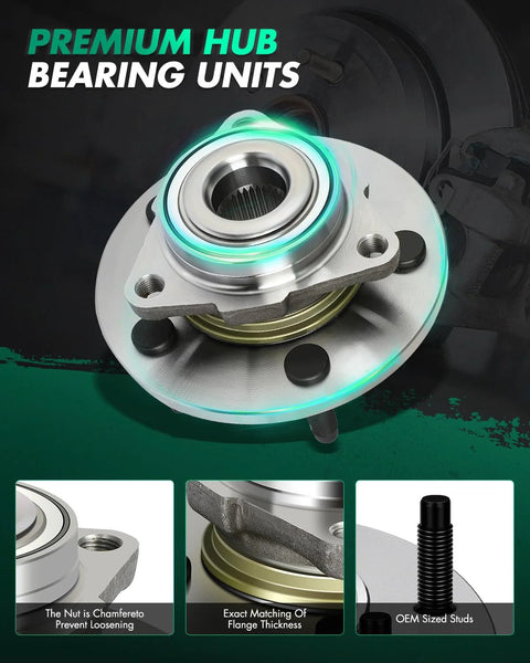 Front Wheel Hub Bearing Assembly For Dodge Ram 1500 2002-2008 5 Lug Front Replacement Built To Last With Heavy Duty Sealed Bearing