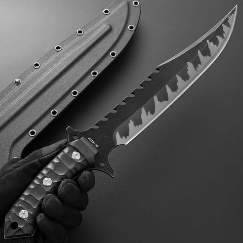 Fixed Blade Knife With AUS-10 Steel Full Tang Nylon Fiberglass Handle For Outdoor Camping And Hunting Ready For Tough Use